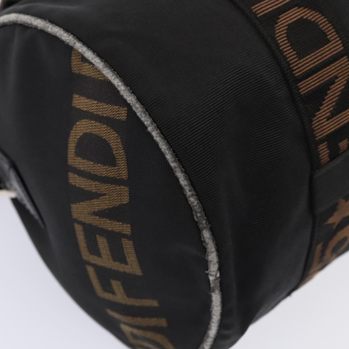 FENDI Hand Bag Canvas 2way Black Brownbs16831