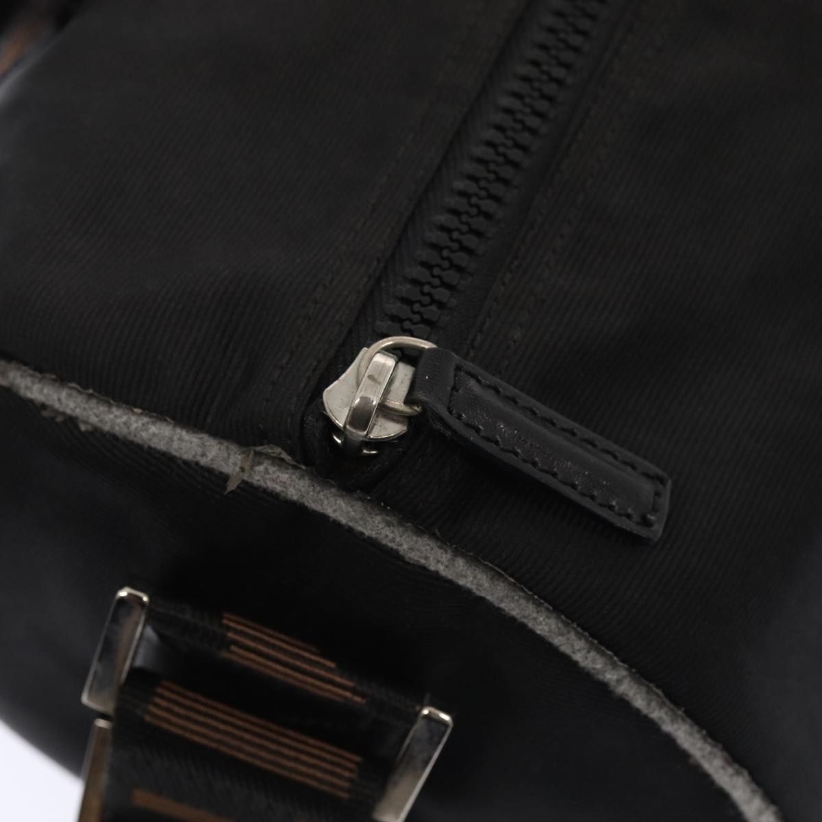 FENDI Hand Bag Canvas 2way Black Brownbs16831