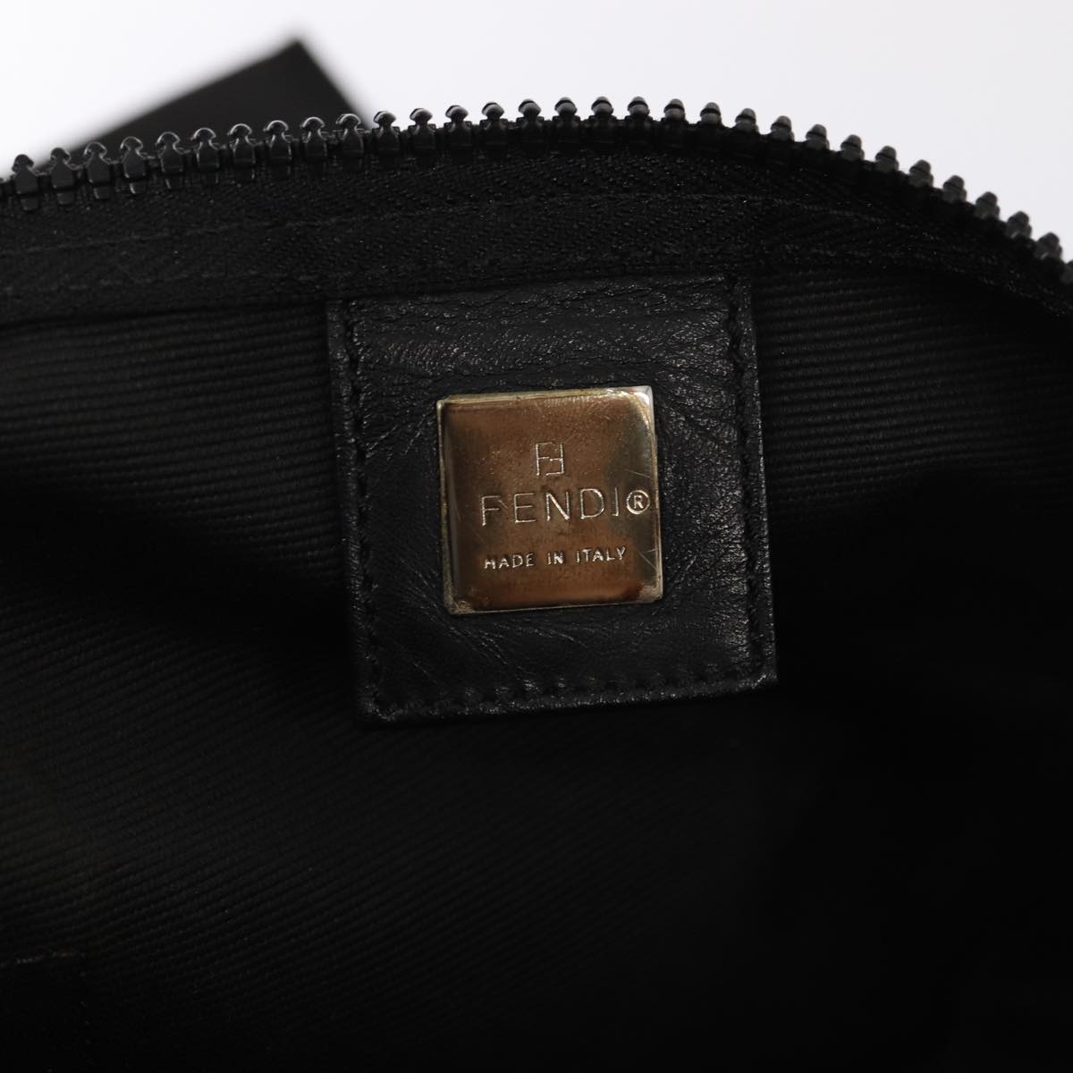 FENDI Hand Bag Canvas 2way Black Brownbs16831