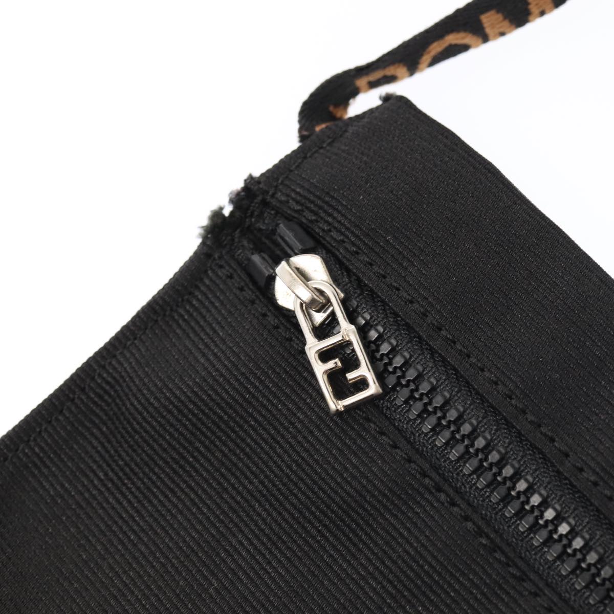 FENDI Hand Bag Canvas 2way Black Brownbs16831