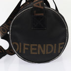 FENDI Hand Bag Canvas 2way Black Brownbs16831