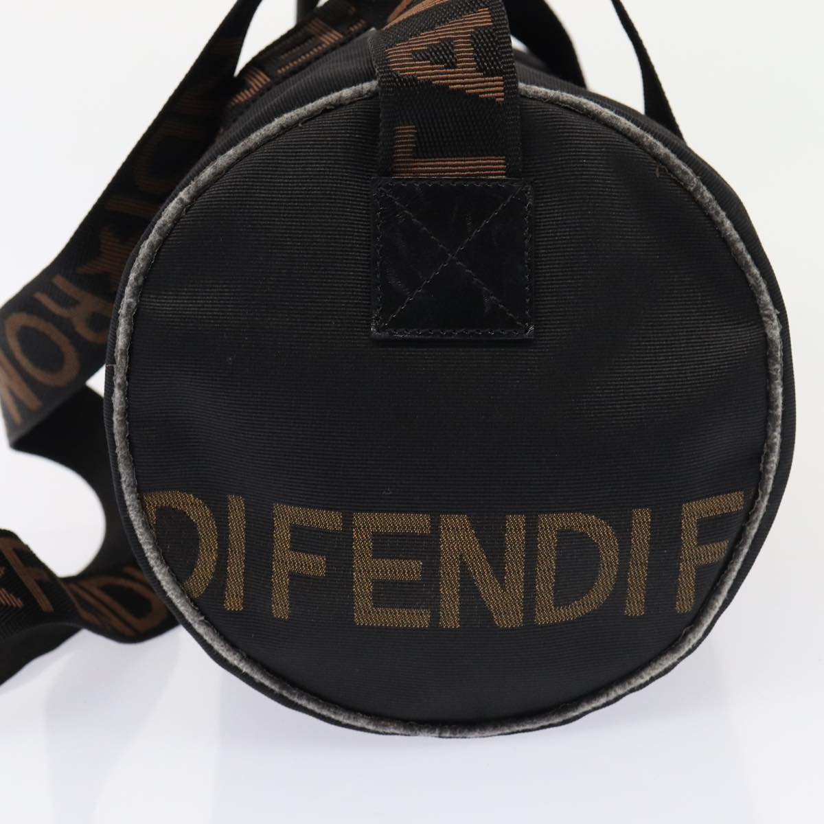 FENDI Hand Bag Canvas 2way Black Brownbs16831