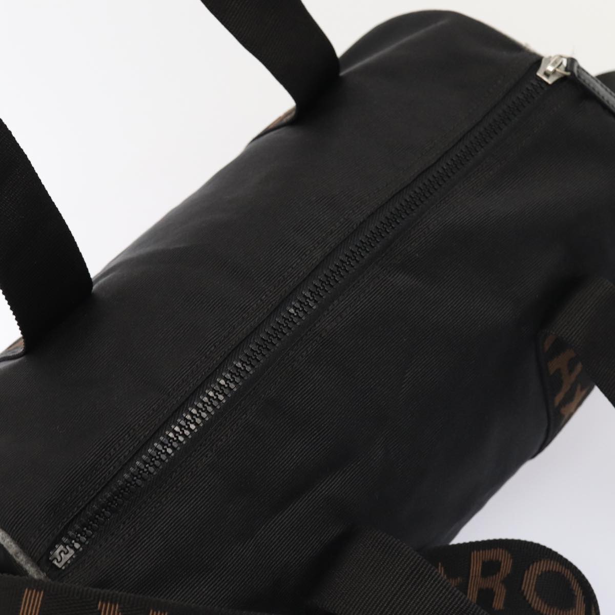 FENDI Hand Bag Canvas 2way Black Brownbs16831