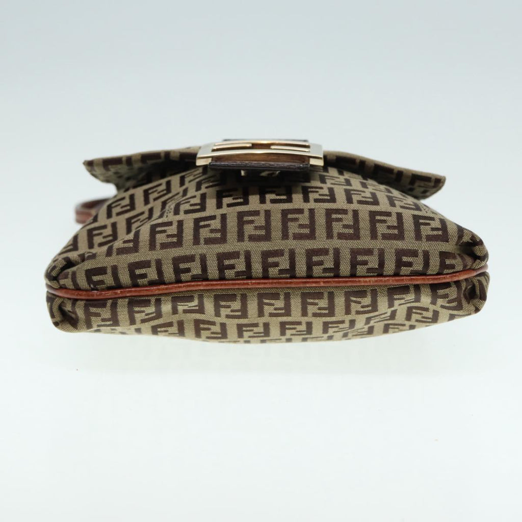 FENDI Zucchino Canvas Shoulder Bag Brown Goldbs17192