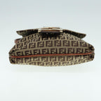 FENDI Zucchino Canvas Shoulder Bag Brown Goldbs17192