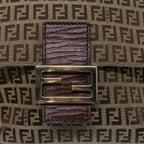 FENDI Zucchino Canvas Shoulder Bag Brown Goldbs17192
