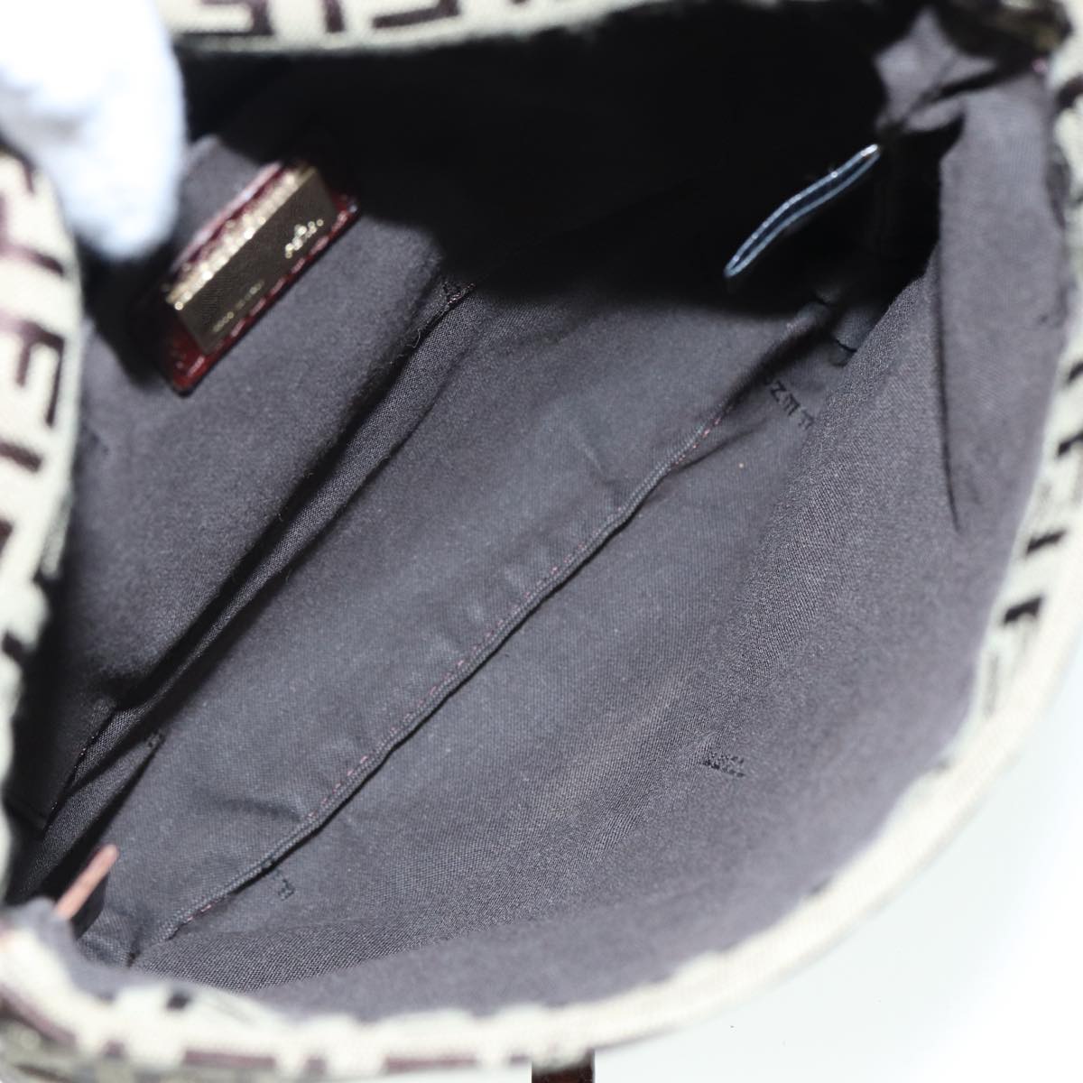 FENDI Zucchino Canvas Shoulder Bag Brown Goldbs17192