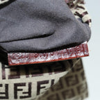 FENDI Zucchino Canvas Shoulder Bag Brown Goldbs17192