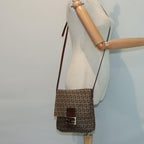 FENDI Zucchino Canvas Shoulder Bag Brown Goldbs17192