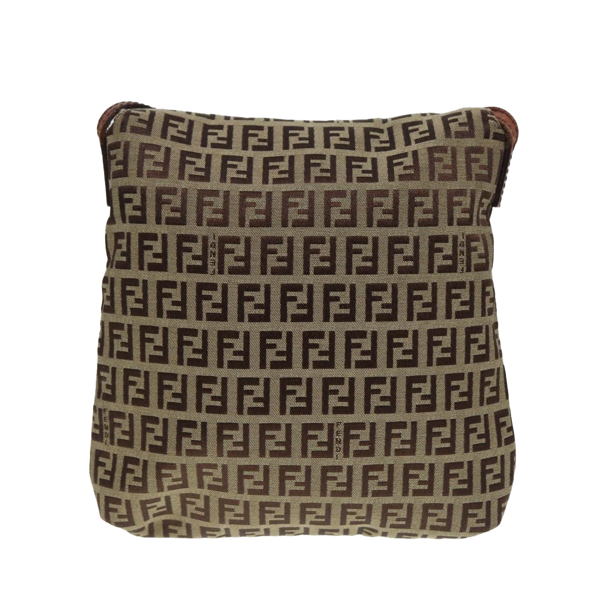 FENDI Zucchino Canvas Shoulder Bag Brown Goldbs17192