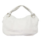 CELINE Tote Bag Leather White Silver Auth bs17291