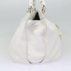 CELINE Tote Bag Leather White Silver Auth bs17291