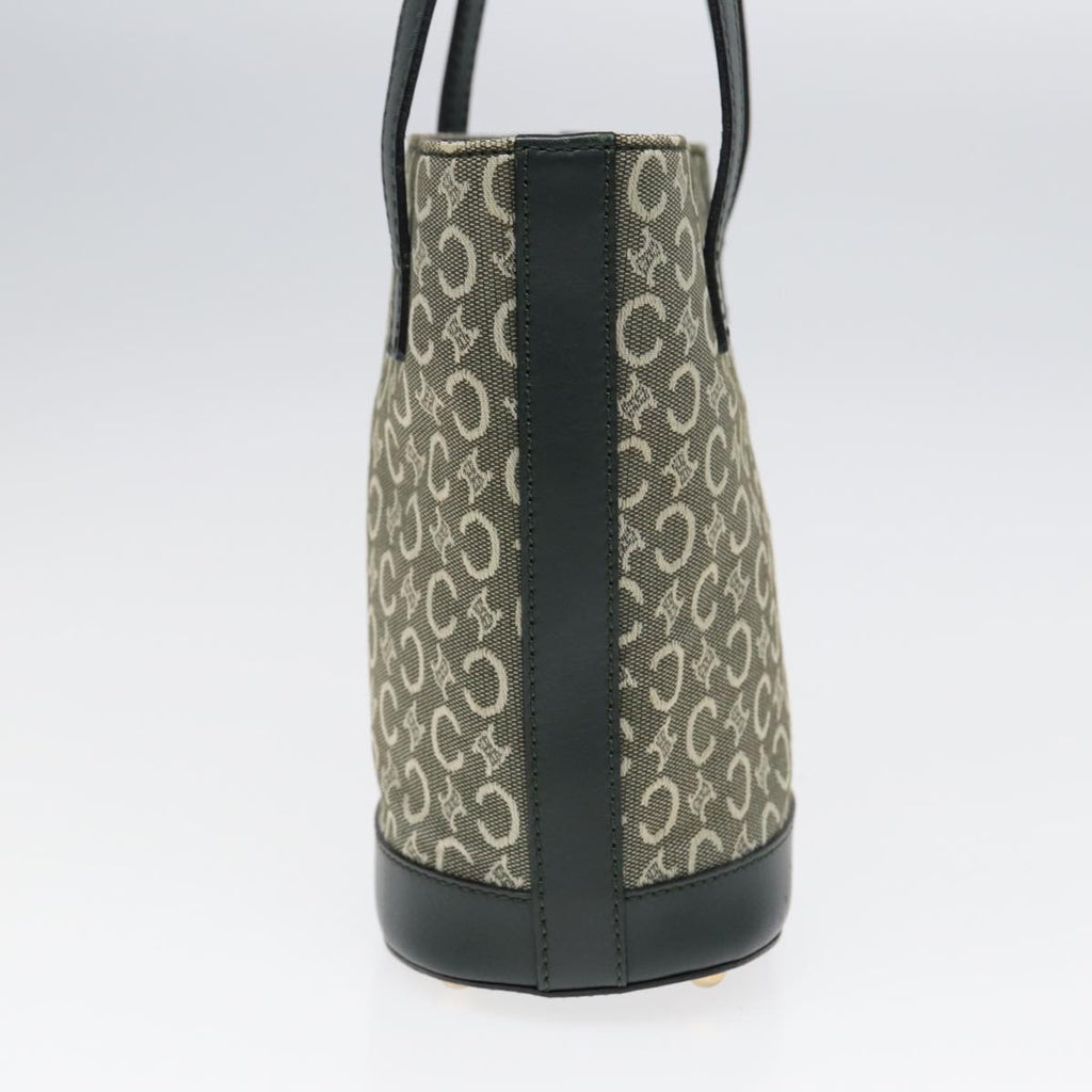 CELINE C Macadam Canvas Hand Bag Green Gold Auth bs17293