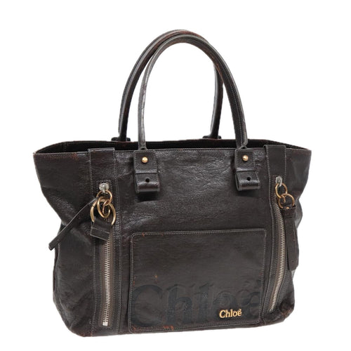 Chloe Tote Bag Leather Brown Gold bs17349