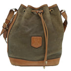 CELINE Shoulder Bag Leather Khaki Gold Auth bs17404