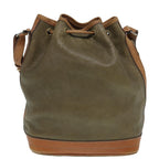 CELINE Shoulder Bag Leather Khaki Gold Auth bs17404