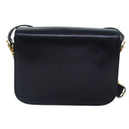 CELINE Horse Carriage Shoulder Bag Leather Navy Gold Auth bs17652
