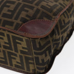 FENDI Zucca Canvas Hand Bag Brown Black Silverbs17723