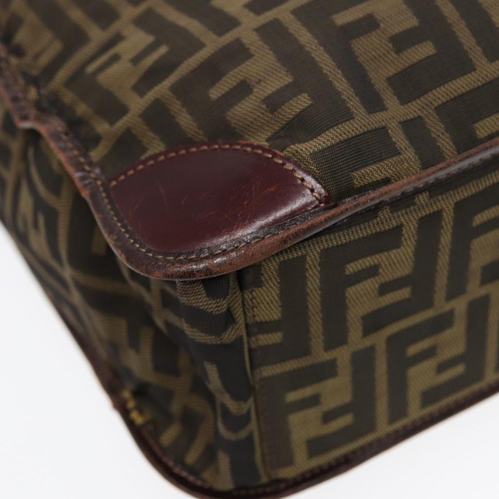 FENDI Zucca Canvas Hand Bag Brown Black Silverbs17723