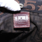 FENDI Zucca Canvas Hand Bag Brown Black Silverbs17723