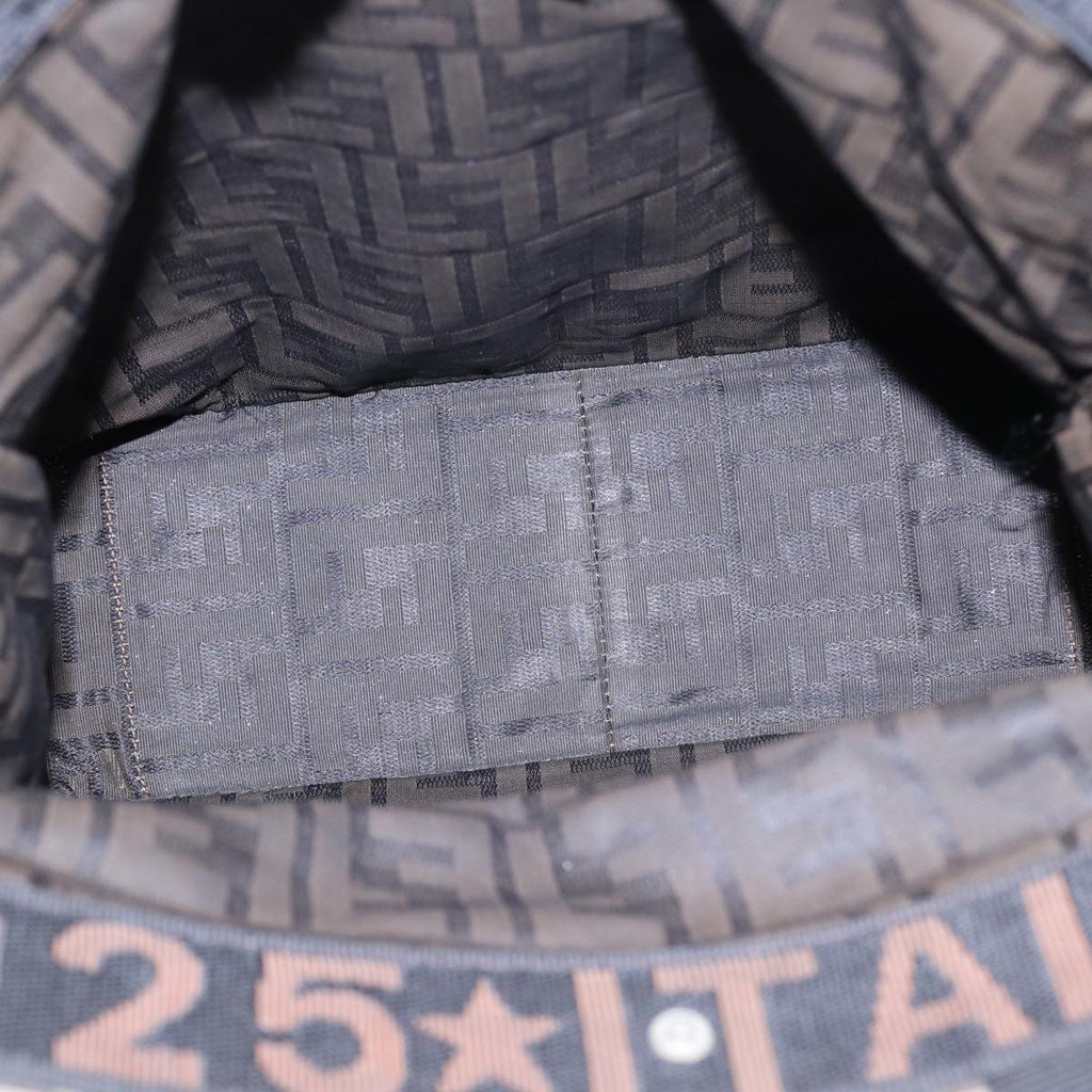 FENDI Zucca Canvas Hand Bag Brown Black Silverbs17723