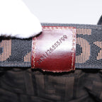 FENDI Zucca Canvas Hand Bag Brown Black Silverbs17723