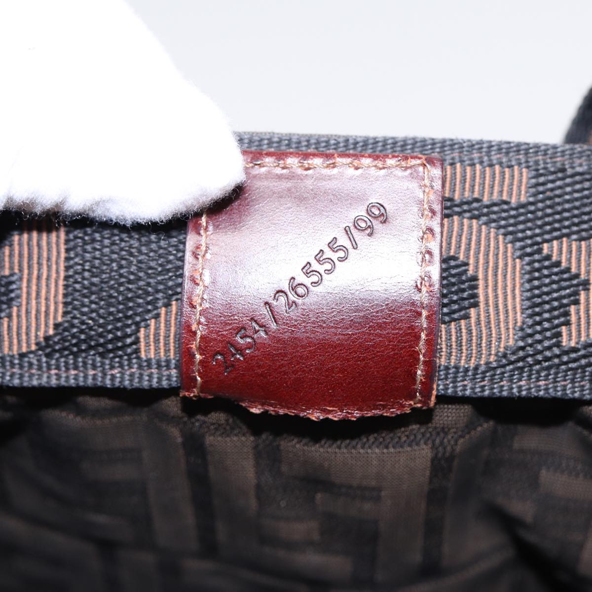 FENDI Zucca Canvas Hand Bag Brown Black Silverbs17723