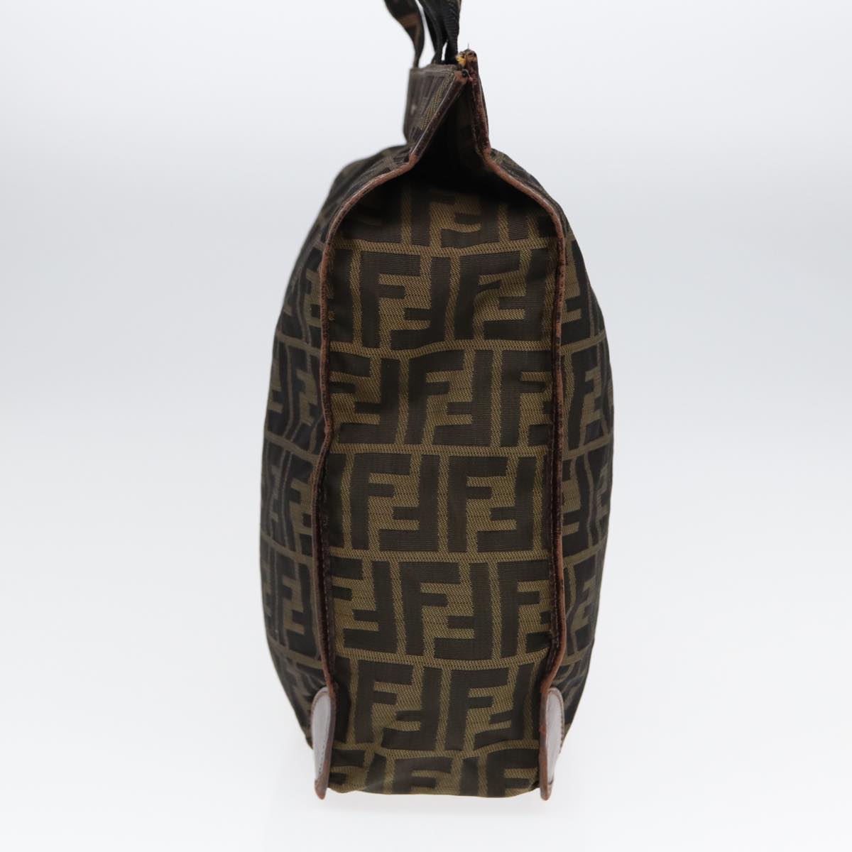 FENDI Zucca Canvas Hand Bag Brown Black Silverbs17723