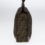 FENDI Zucca Canvas Hand Bag Brown Black Silverbs17723