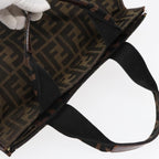 FENDI Zucca Canvas Hand Bag Brown Black Silverbs17723