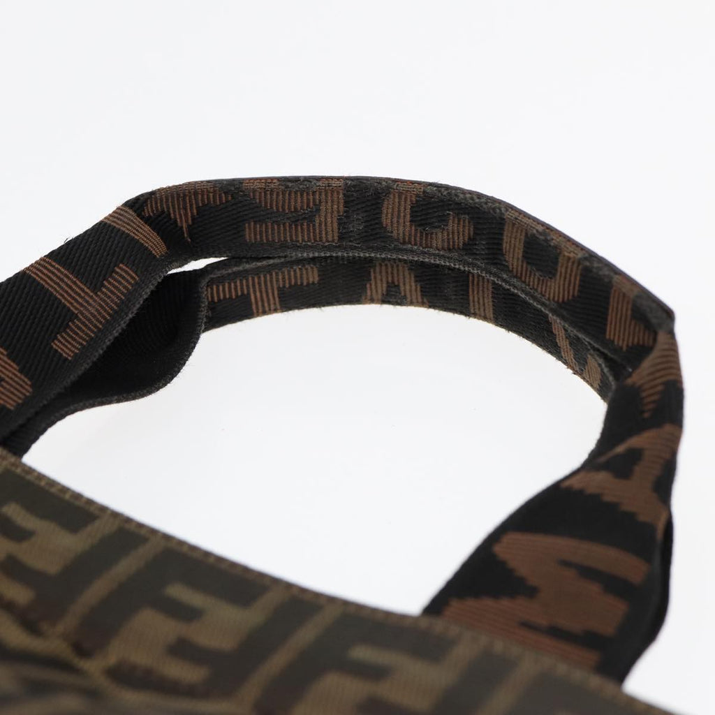 FENDI Zucca Canvas Hand Bag Brown Black Silverbs17723