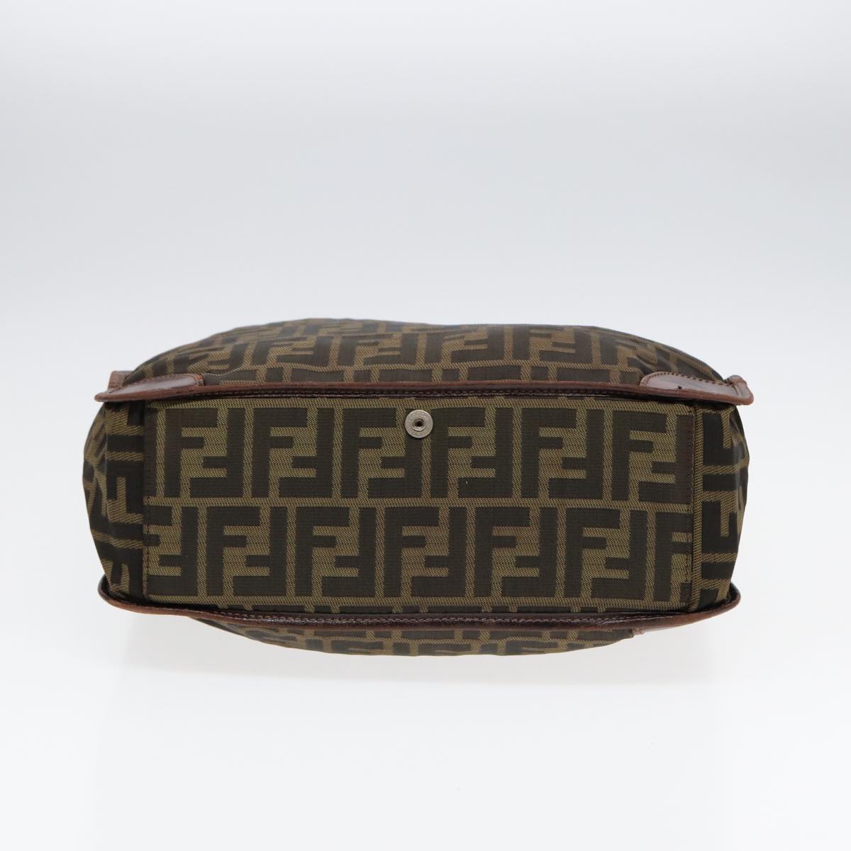 FENDI Zucca Canvas Hand Bag Brown Black Silverbs17723