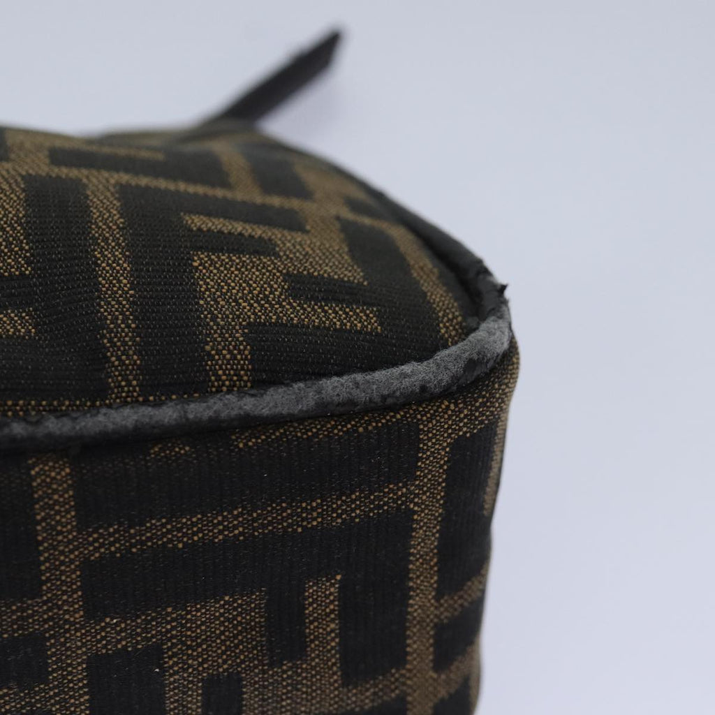 FENDI Zucca Canvas Pouch Brown Black Silverbs17760