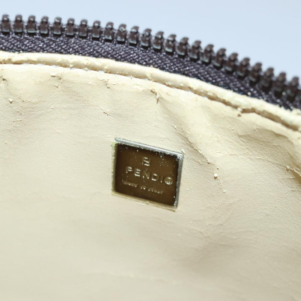FENDI Zucca Canvas Pouch Brown Black Silverbs17760