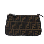 FENDI Zucca Canvas Pouch Brown Black Silverbs17760