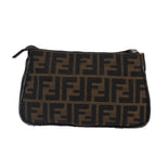 FENDI Zucca Canvas Pouch Brown Black Silverbs17760