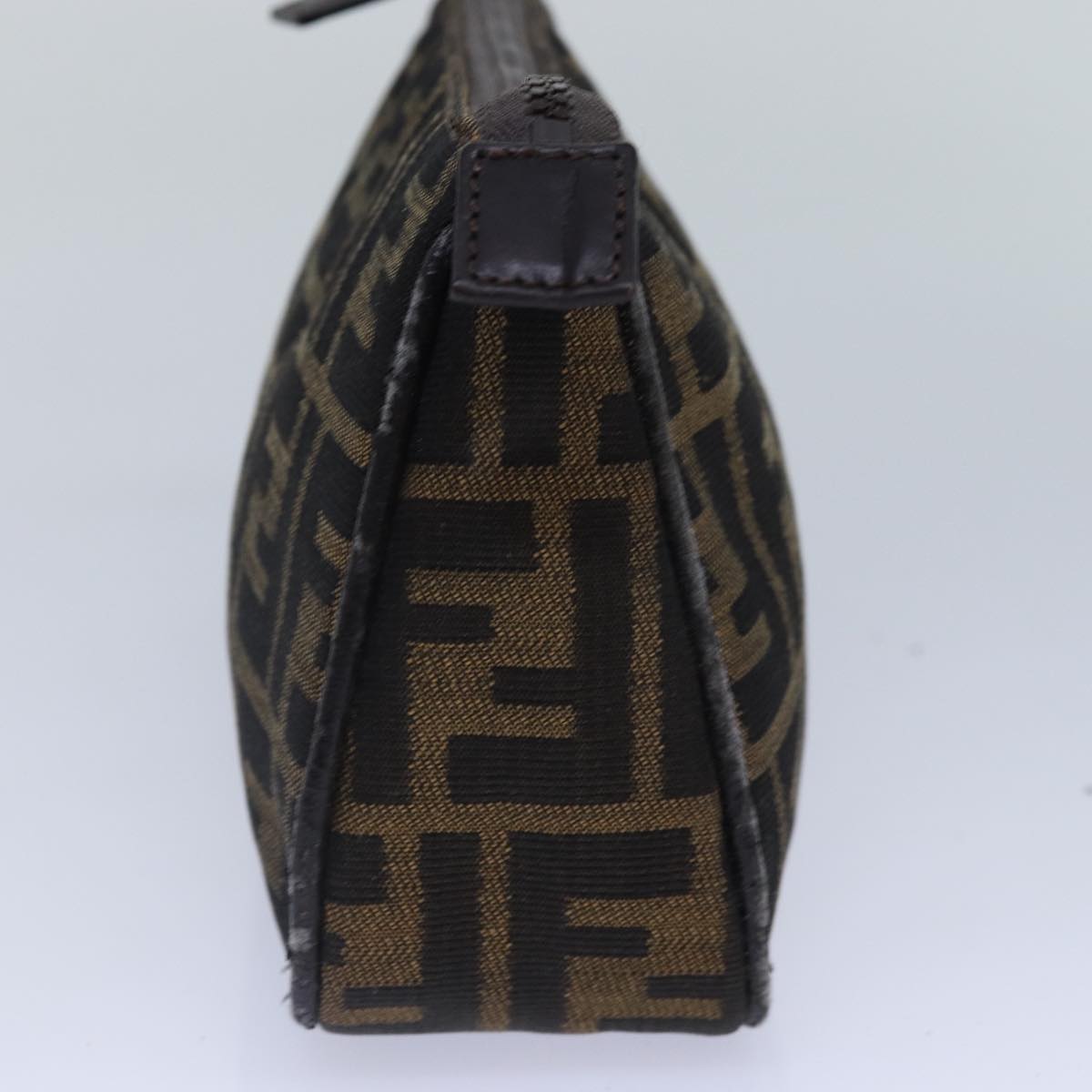 FENDI Zucca Canvas Pouch Brown Black Silverbs17760
