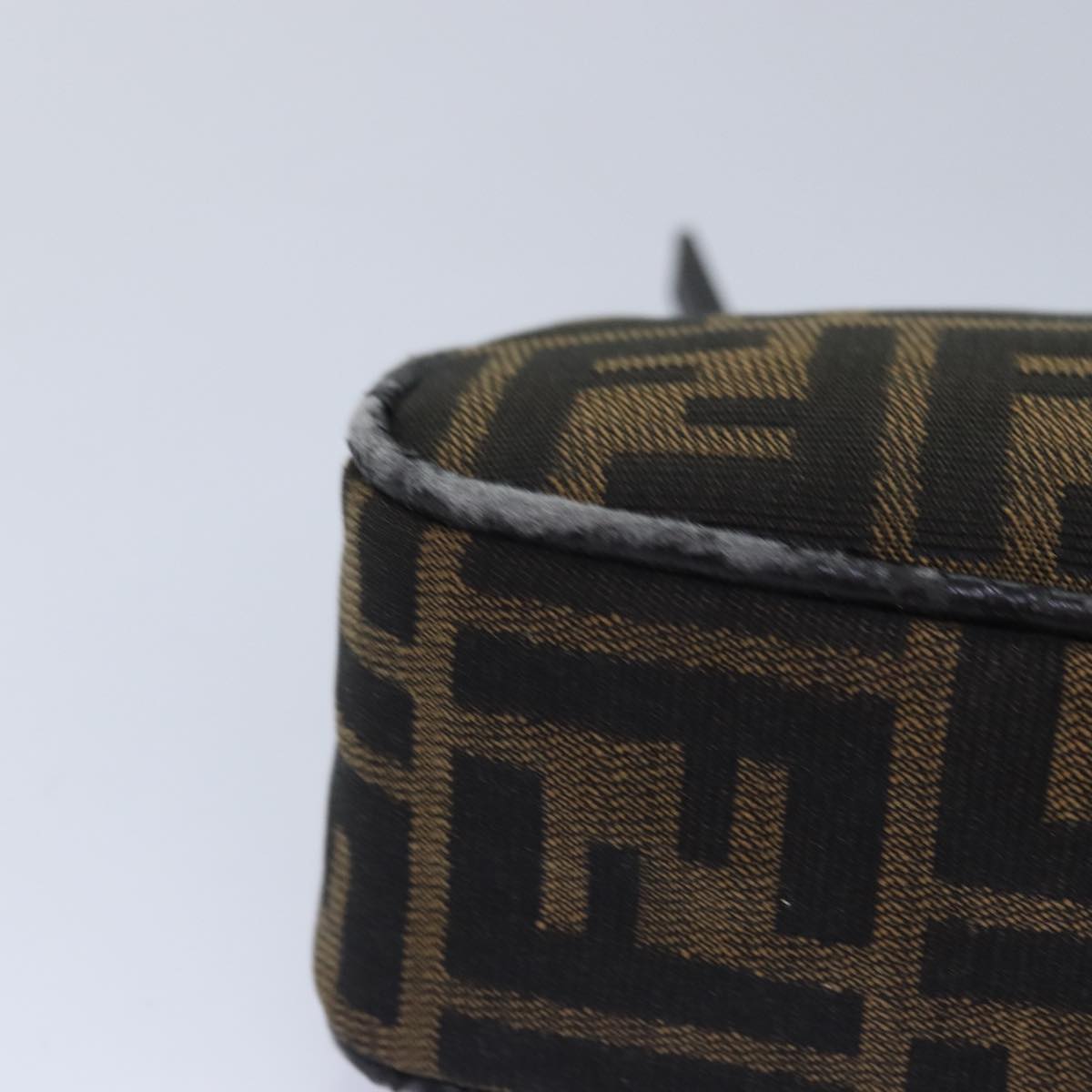 FENDI Zucca Canvas Pouch Brown Black Silverbs17760