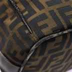 FENDI Zucca Canvas Vanity Hand Bag Brown Black goldbs17761