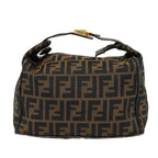 FENDI Zucca Canvas Vanity Hand Bag Brown Black goldbs17761
