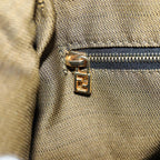FENDI Zucca Canvas Vanity Hand Bag Brown Black goldbs17761