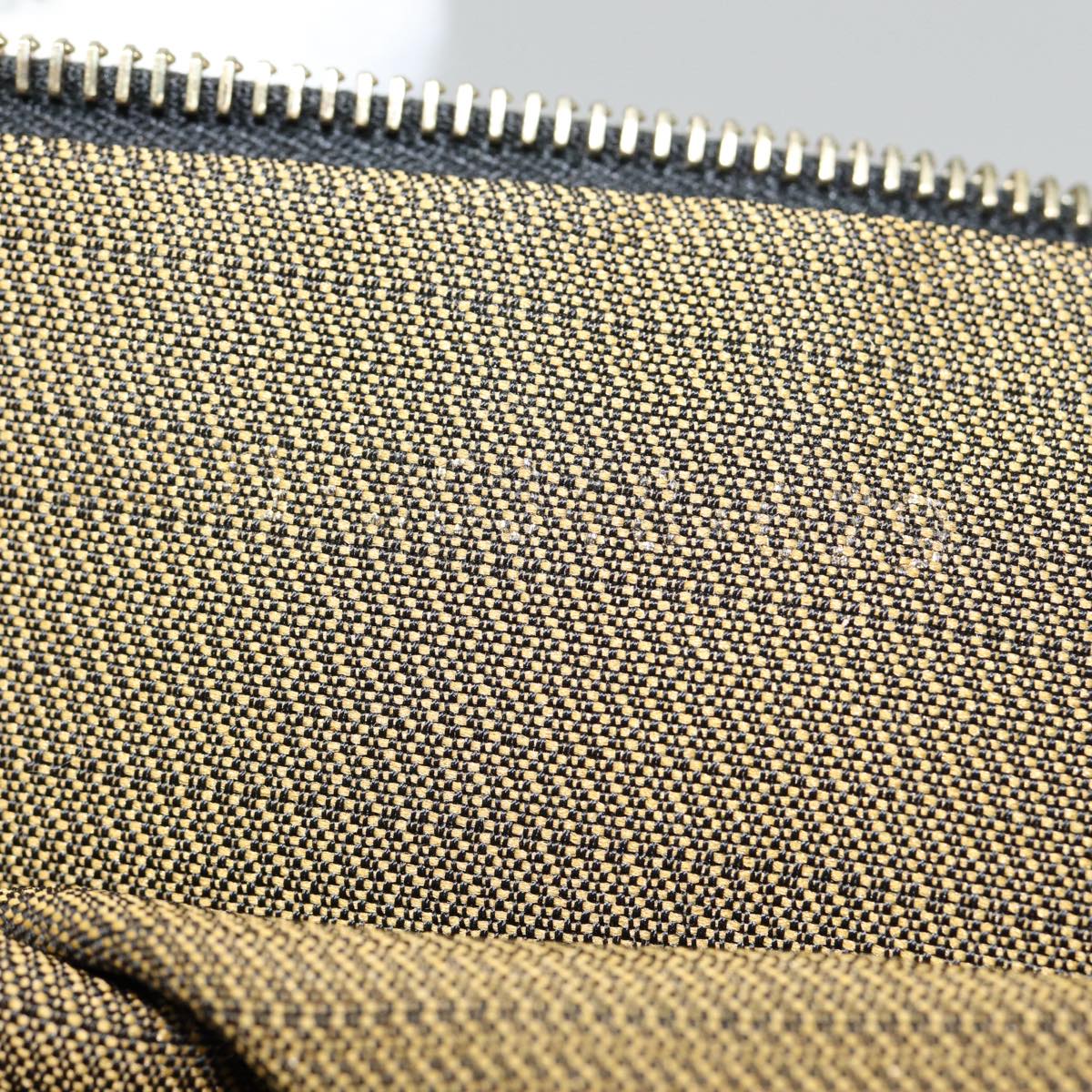 FENDI Zucca Canvas Vanity Hand Bag Brown Black goldbs17761