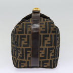 FENDI Zucca Canvas Vanity Hand Bag Brown Black goldbs17761