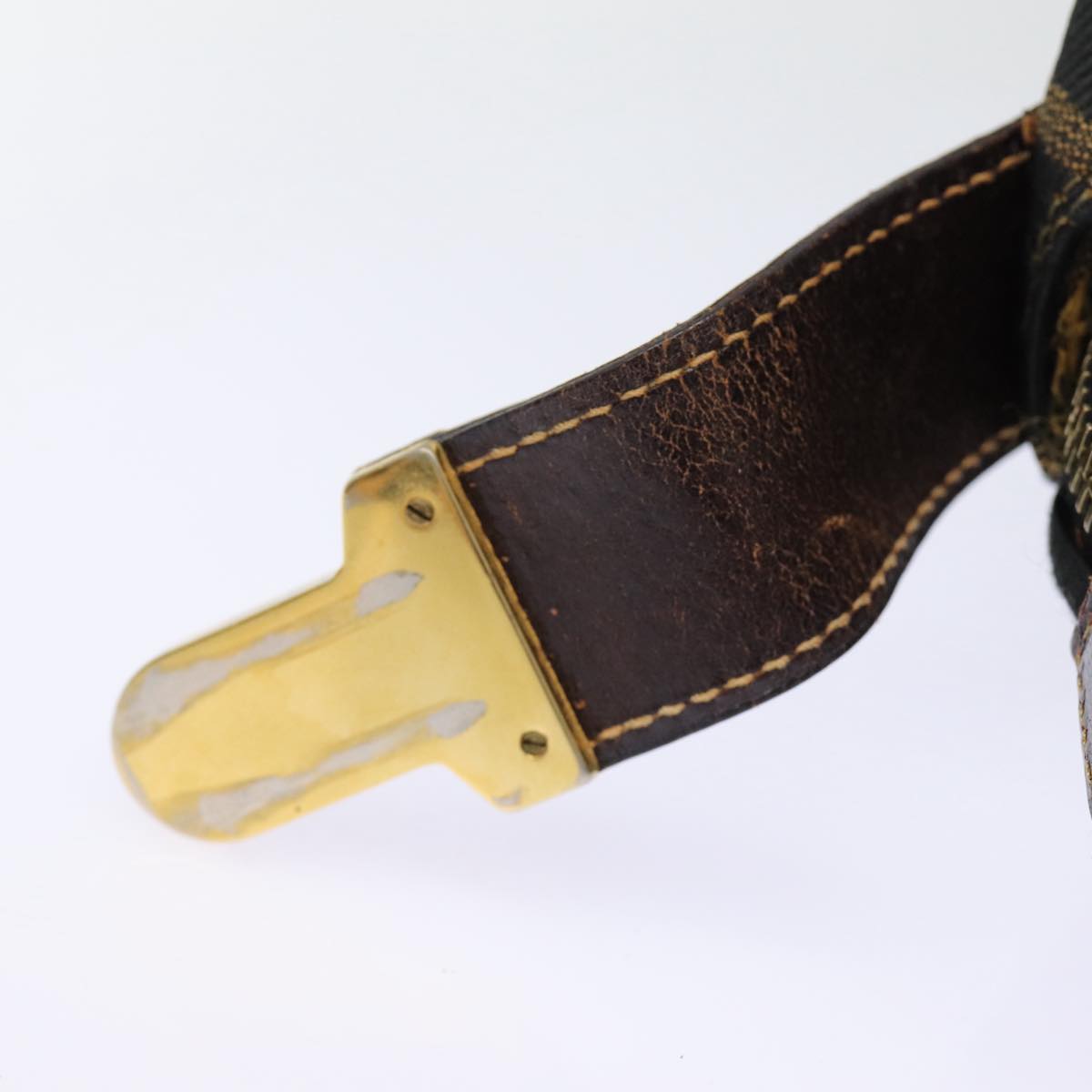 FENDI Zucca Canvas Vanity Hand Bag Brown Black goldbs17761