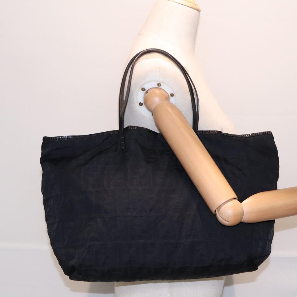FENDI Zucca Canvas Tote Bag Nylon Blackbs18020
