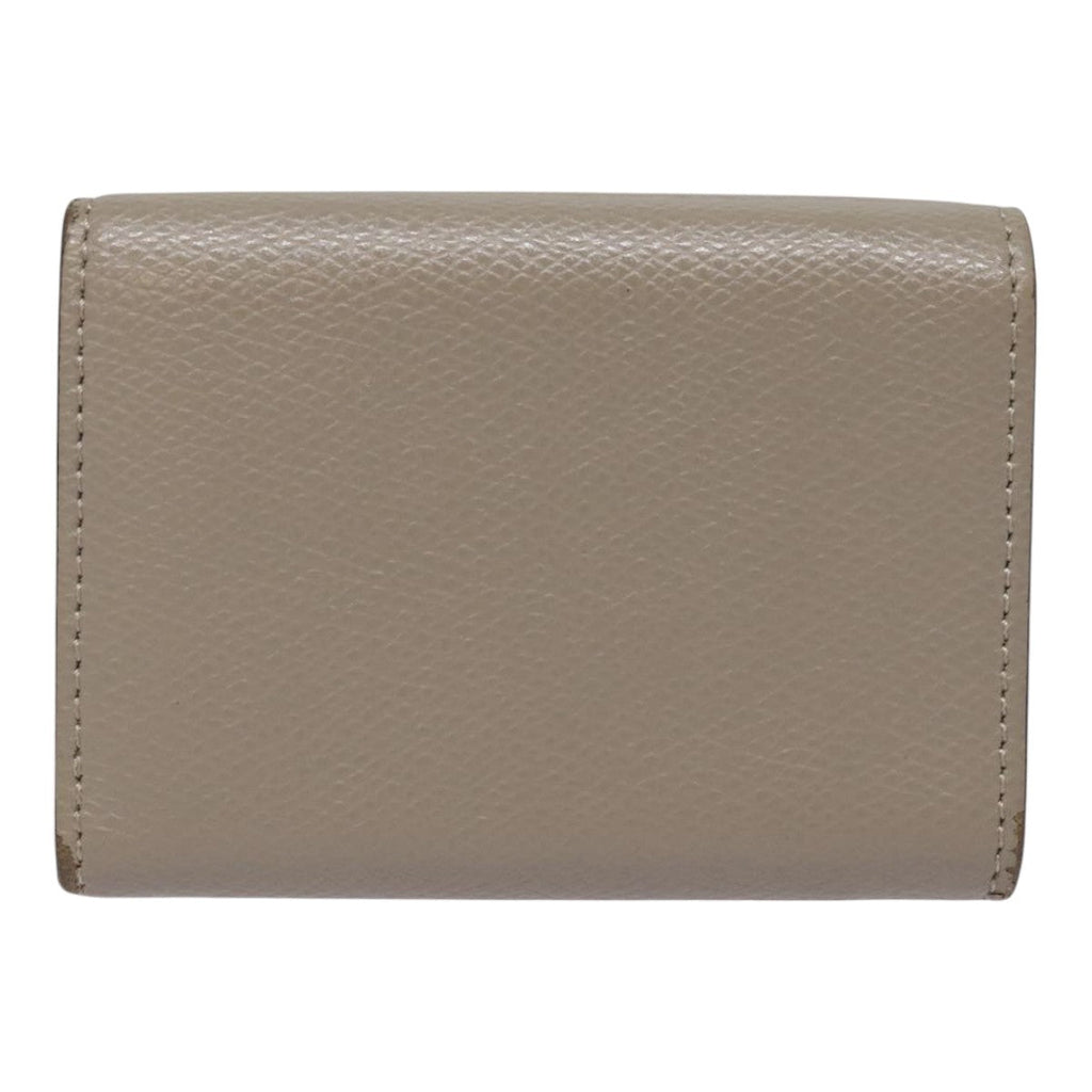 FENDI Compact Wallet Leather Beige Goldbs18278