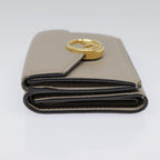 FENDI Compact Wallet Leather Beige Goldbs18278