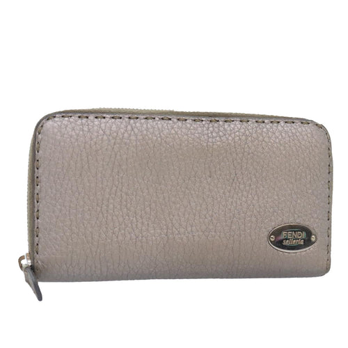 FENDI Celeria Long Wallet Leather Silverbs18313