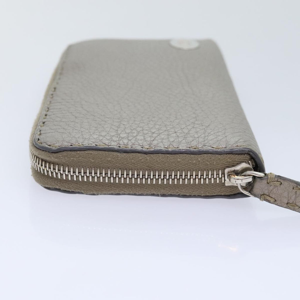 FENDI Celeria Long Wallet Leather Silverbs18313