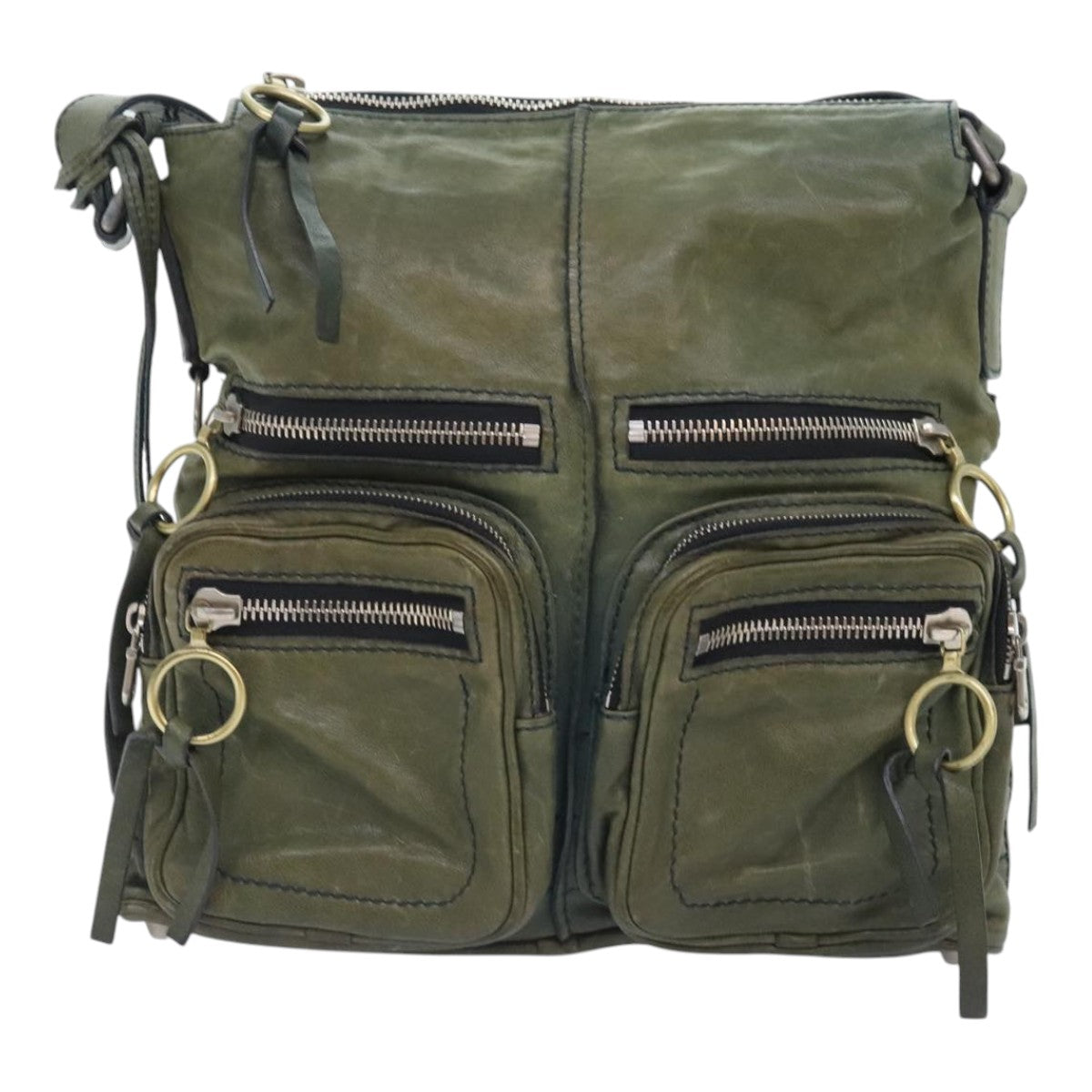 Chloe Betty Shoulder Bag Leather Khaki Silver Gold bs18597